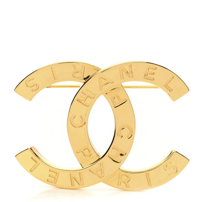 Chanel Metal Paris Button CC Large Brooch Gold 1 of 3