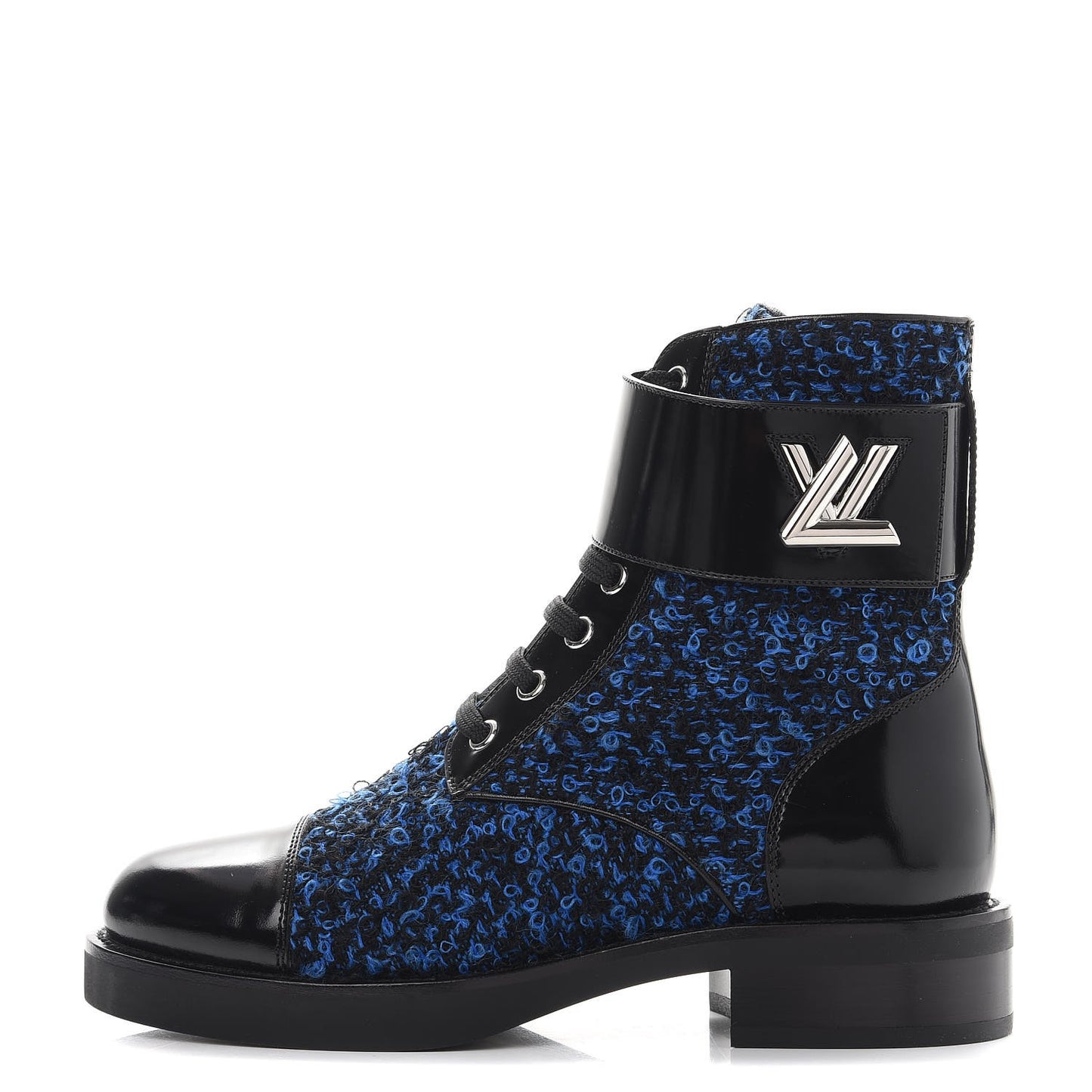 Tweed Calfskin Wonderland Ranger Boots 36 Blue Black