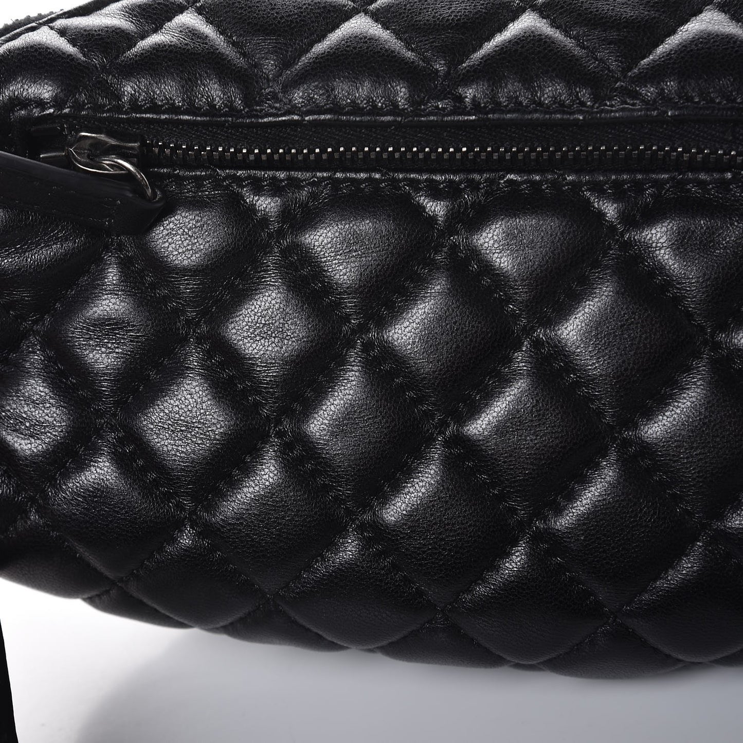Lambskin Quilted Banane Waist Bag Fanny Pack Black