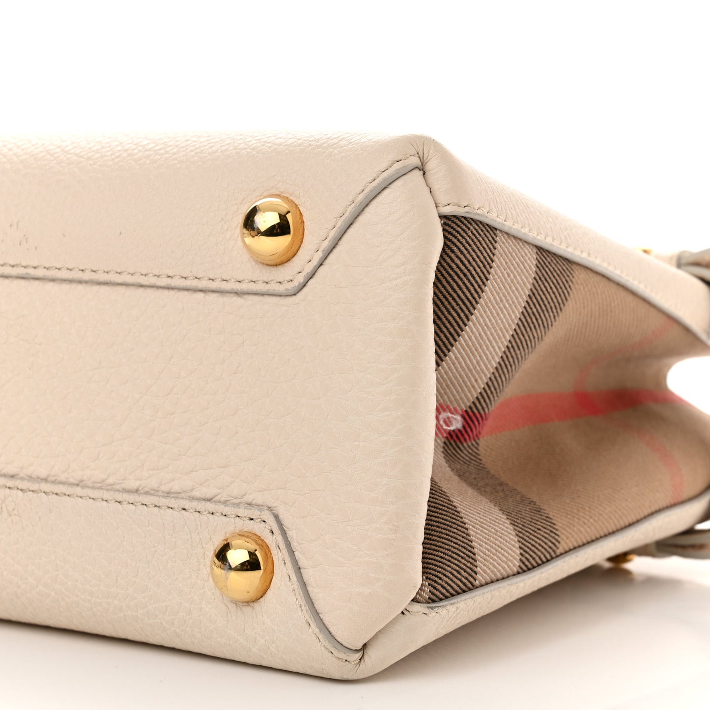 Grainy Calfskin House Check Small Banner Tote Beige