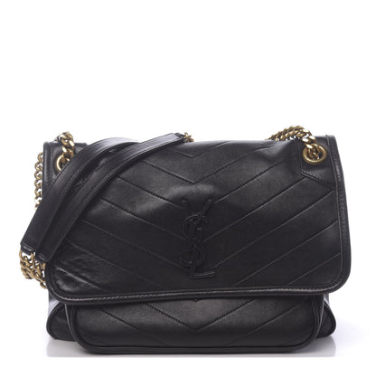 Saint Laurent Lambskin Matelasse Monogram Medium Niki Chain Satchel Black 1 of 11