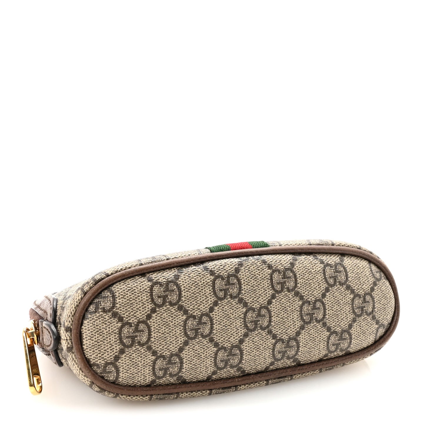 GG Supreme Monogram Textured Calfskin Web Medium Ophidia Cosmetic Case Beige Ebony New Acero
