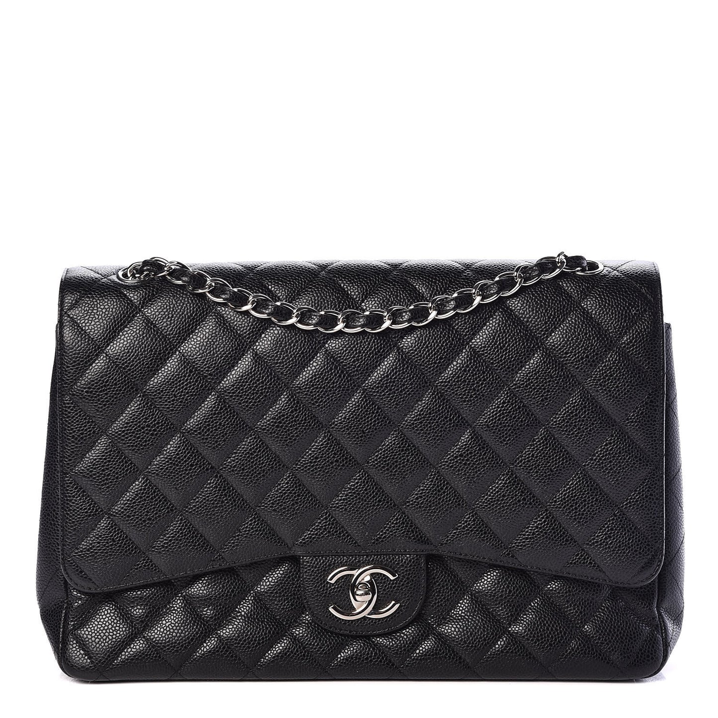 Caviar Quilted Maxi Double Flap Black