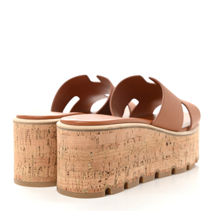 Hermes Calfskin Cork Eze 30 Sandals 36 Marron Glaise 4 of 9