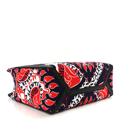 Valentino Garavani Canvas Logo Paisley Print Rockstud Tote Black Multicolor 3 of 9