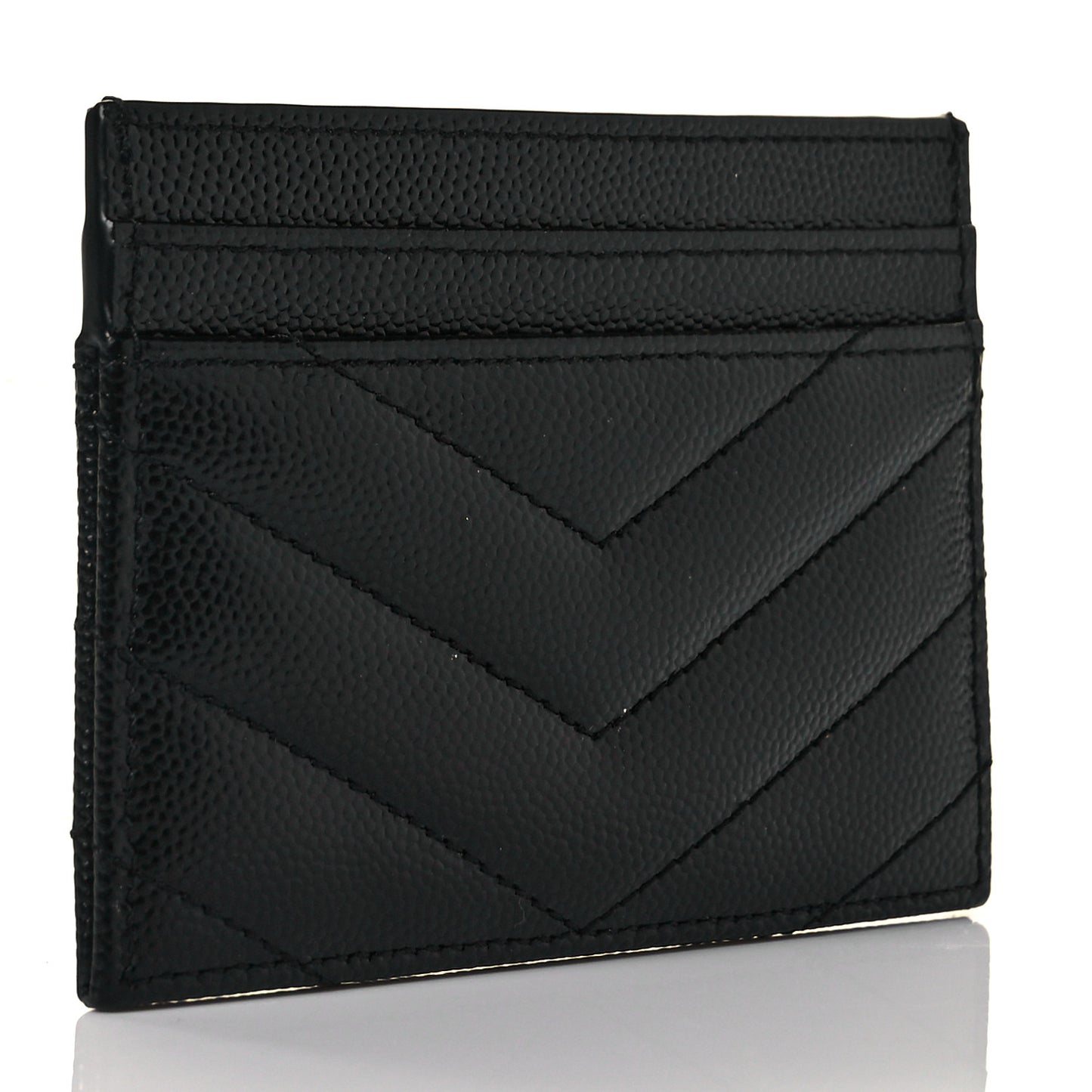 Grain De Poudre Matelasse Chevron Monogram Credit Card Case Black