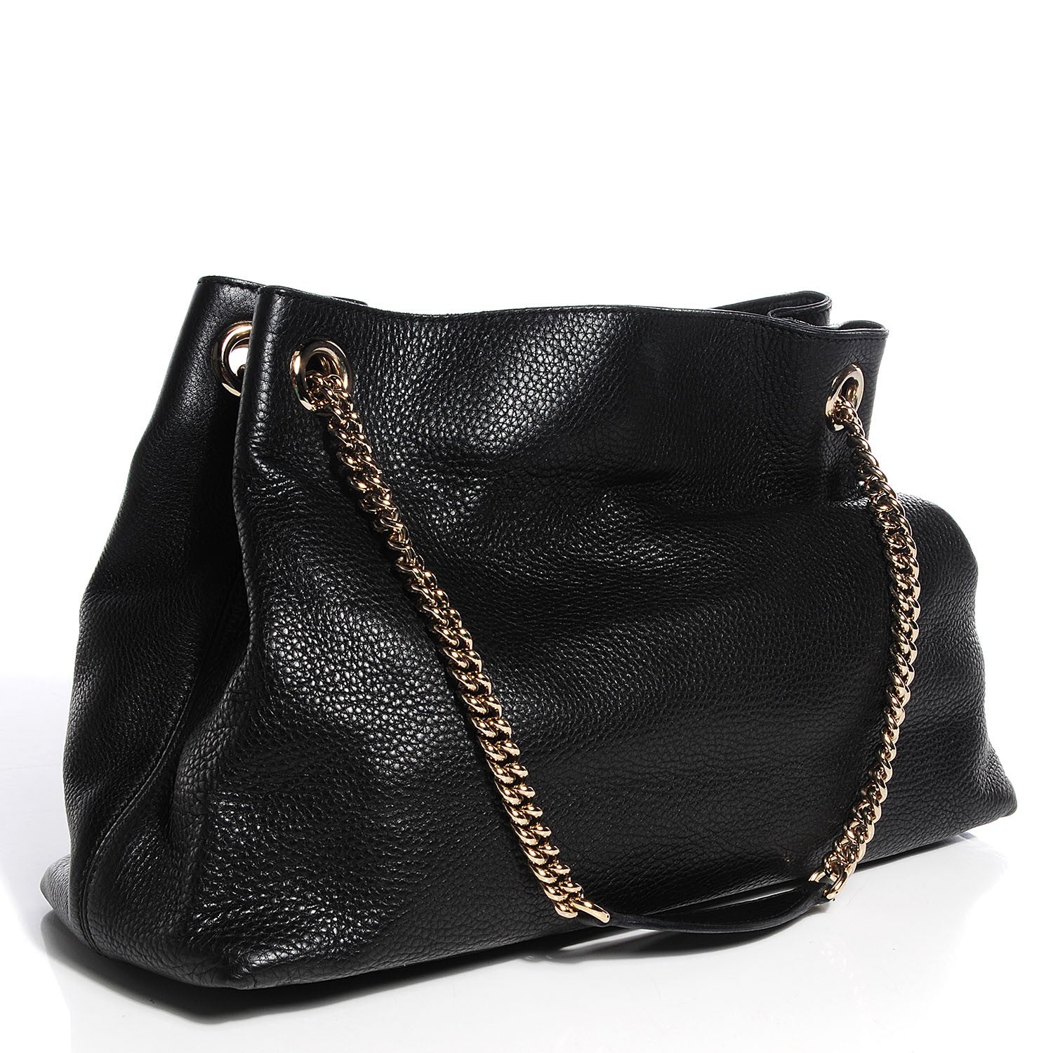 Gucci Pebbled Calfskin Medium Soho Chain Shoulder Bag Black 3 of 9