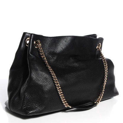 Gucci Pebbled Calfskin Medium Soho Chain Shoulder Bag Black 3 of 9