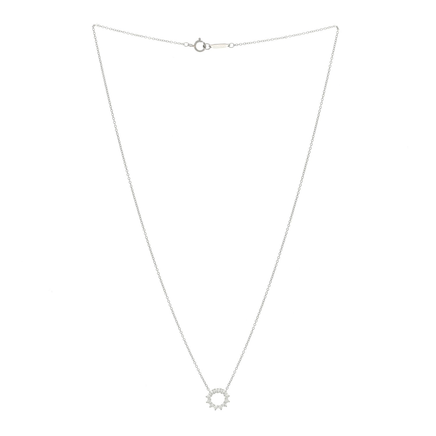 Tiffany Platinum Diamond Mini Open Circle Pendant Necklace 3 of 4