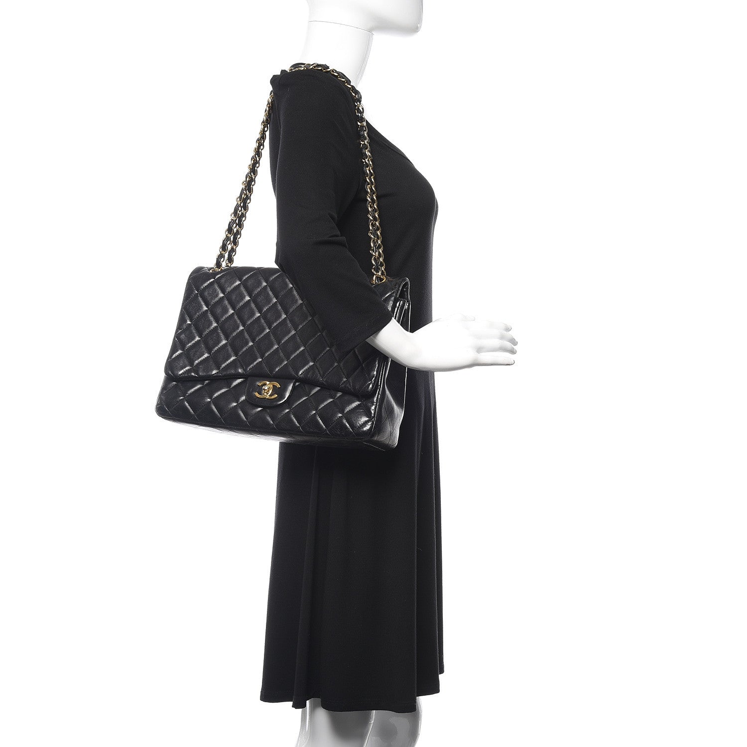 Chanel Lambskin Quilted Maxi Single Flap Black 2 of 19
