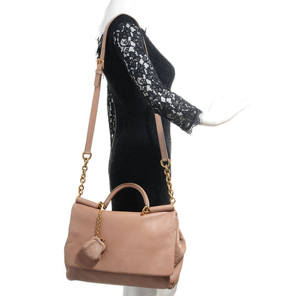 Dolce & Gabbana Grained Deerskin Large Miss Sicily Satchel Nude 2 of 8