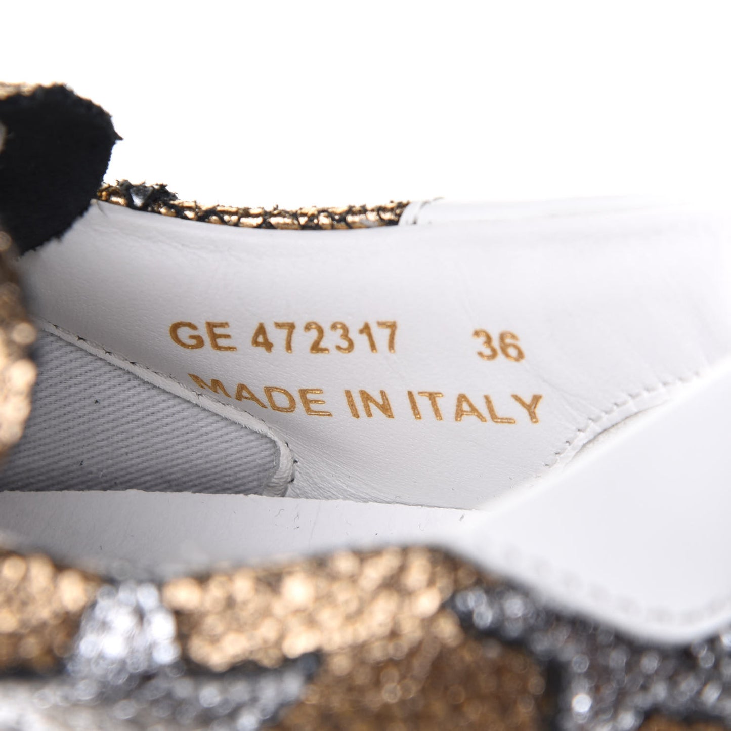 Metallic Calfskin Star Court Sneakers 36 Gold White