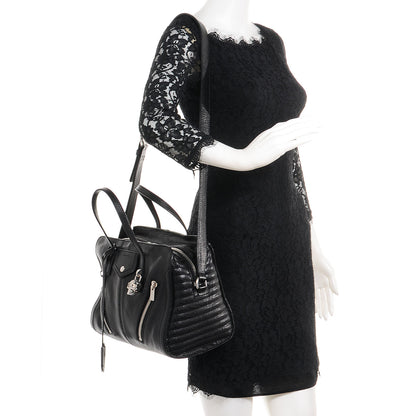 Alexander McQueen Leather Padlock Zip Around Biker Satchel Black 2 of 9