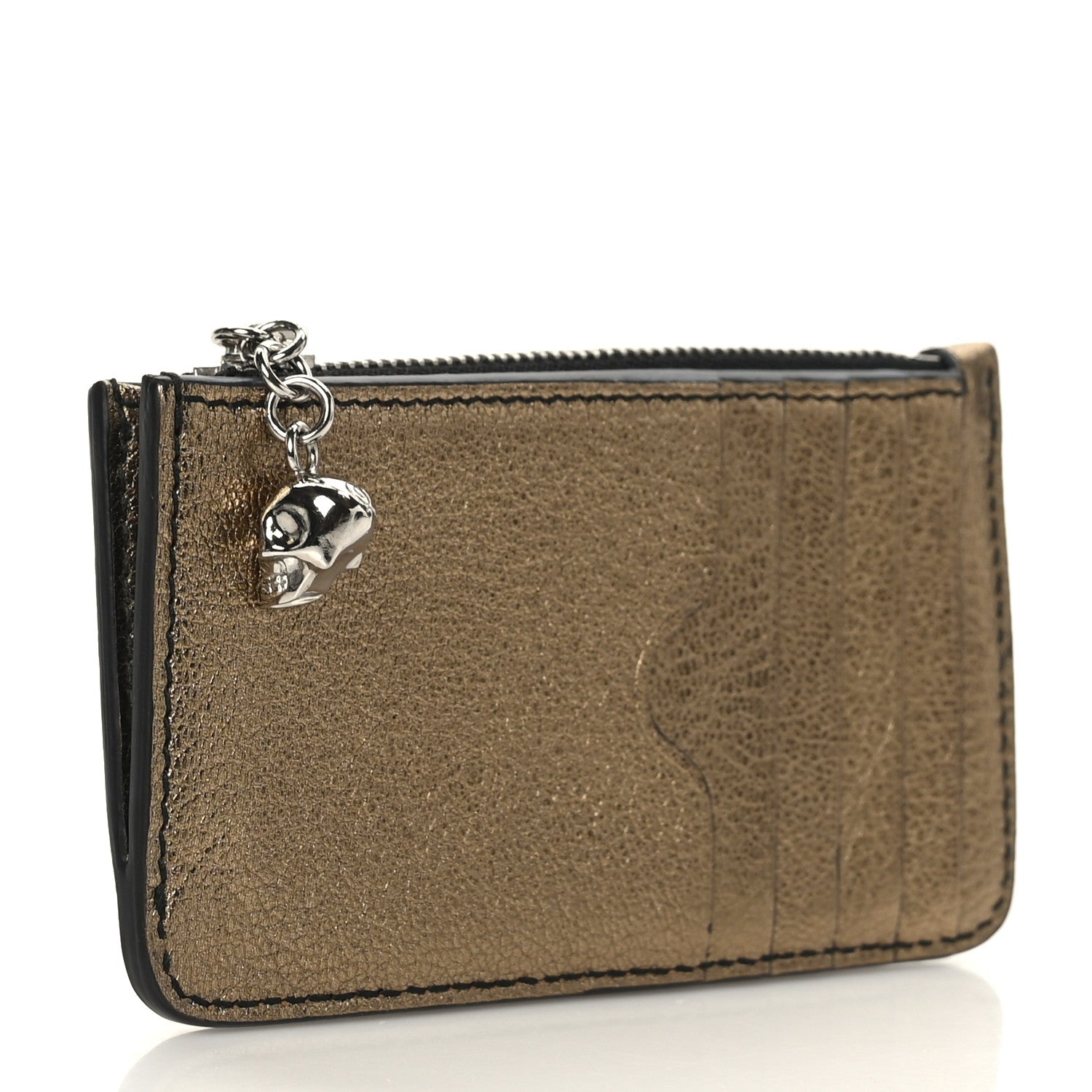 Alexander McQueen Metallic Calfskin Card Holder Wallet Gold 3 of 6