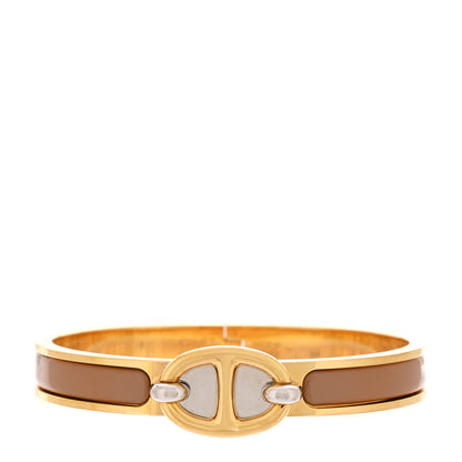 Hermes Enamel Mini Clic Chaine d'Ancre Bracelet PM Marron Glace 1 of 4