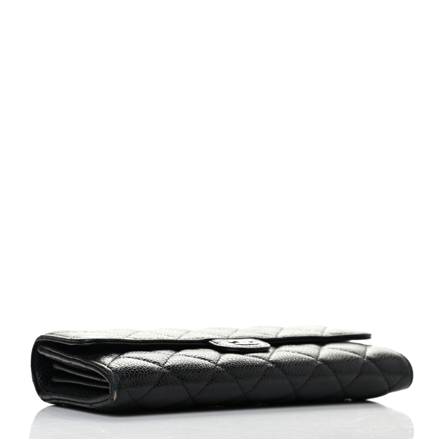 Caviar Quilted Large Flap Wallet Black