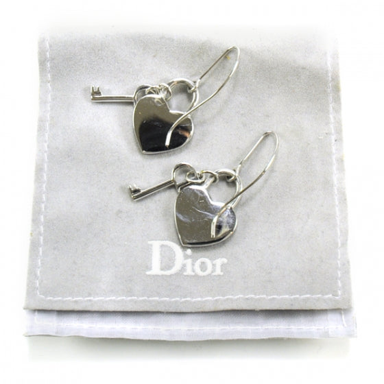Christian Dior Trotter Romantique Heart Lock Earrings Silver 2 of 4