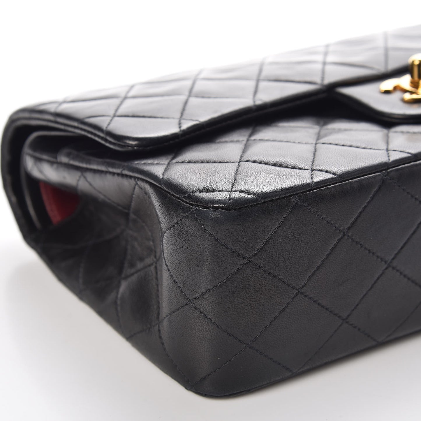 Lambskin Quilted Medium Double Flap Black