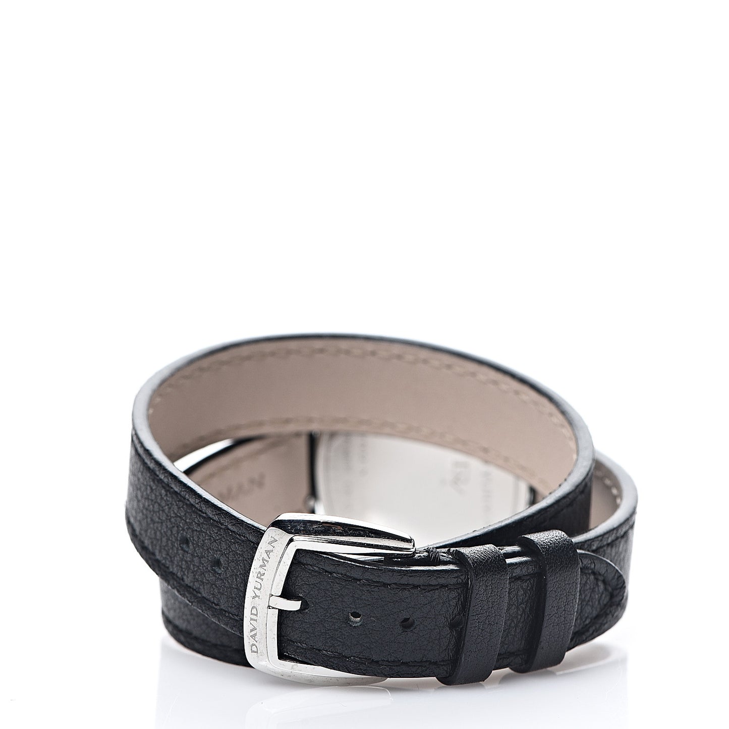 Stainless Steel Calfskin Diamond 27mm Albion Wrap Quartz Watch Black