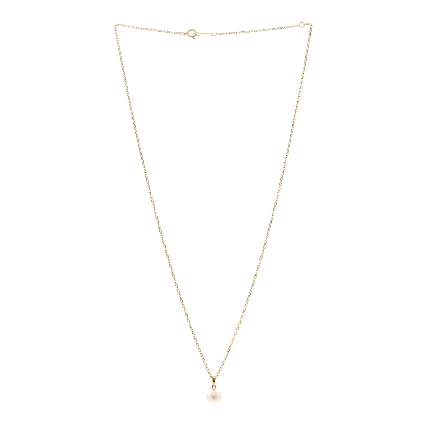 18K Yellow Gold Akoya Cultured Pearl 7-7.5mm Pendant Necklace