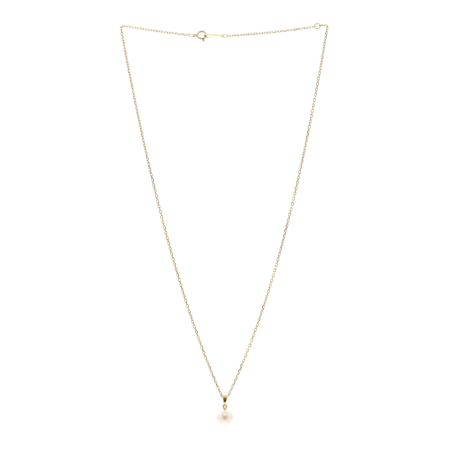 Mikimoto 18K Yellow Gold Akoya Cultured Pearl 7-7.5mm Pendant Necklace 3 of 4