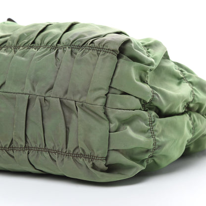 Prada Tessuto Nylon Gaufre Tote Green Brown 10 of 19