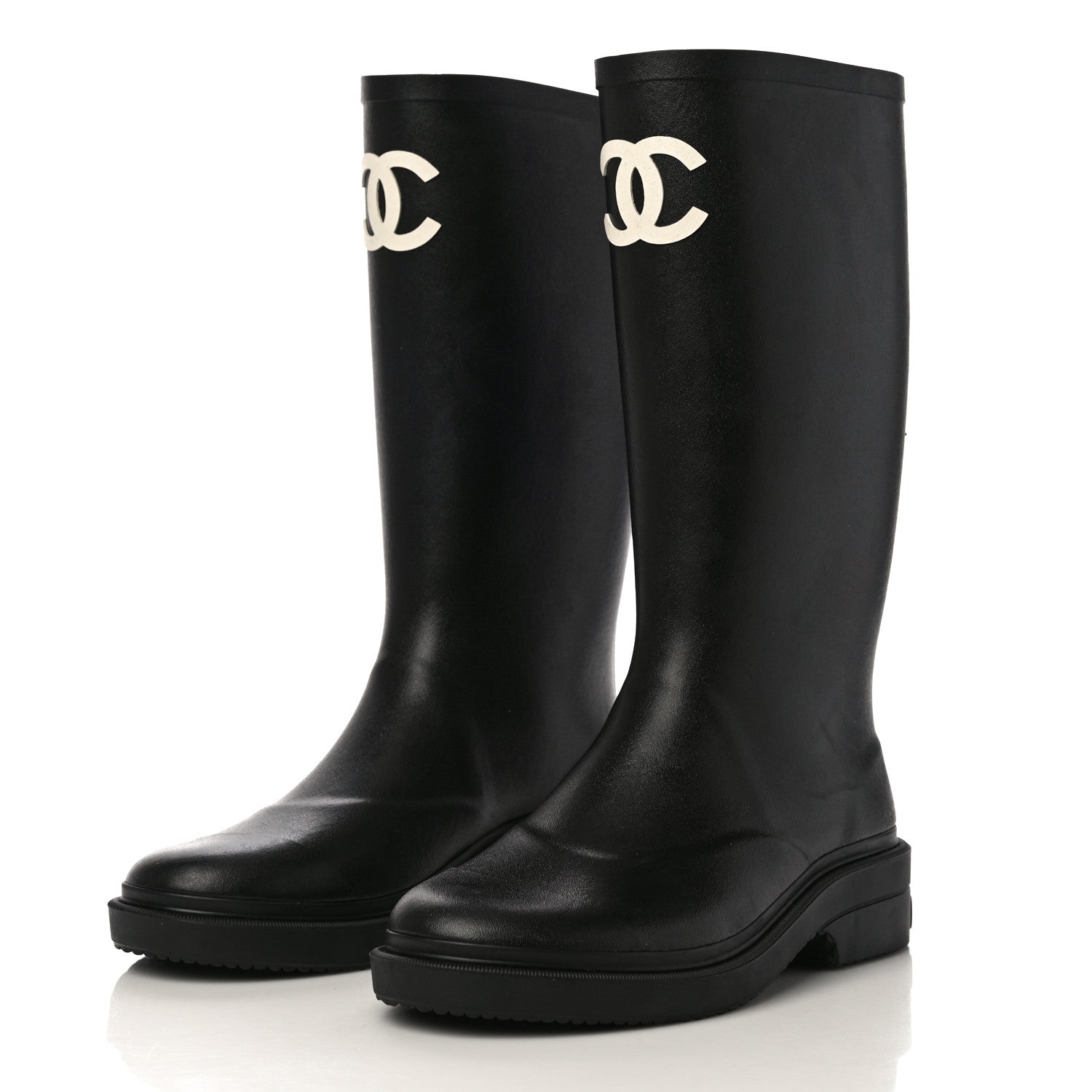 Chanel Caoutchouk CC High Boots 36 Black 4 of 9