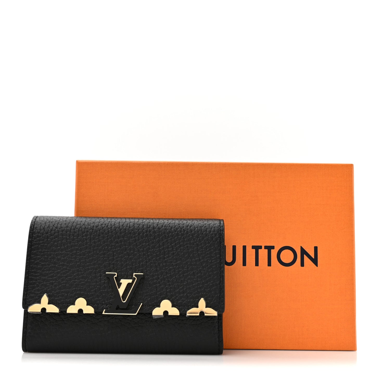 Taurillon Embellished Flower Crown Capucines Compact Wallet