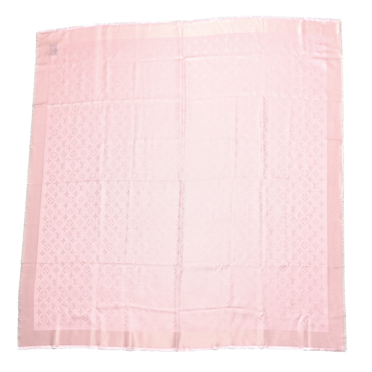 Silk Wool Monogram Shine Shawl Rose