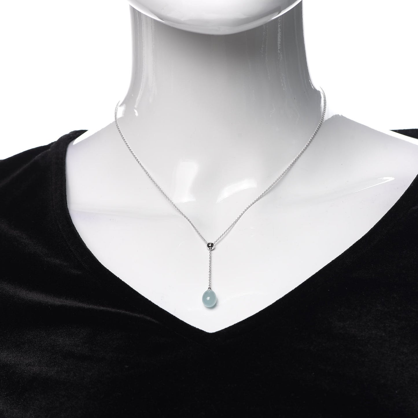 18K White Gold Aquamarine Rainbow Drops Pendant Necklace
