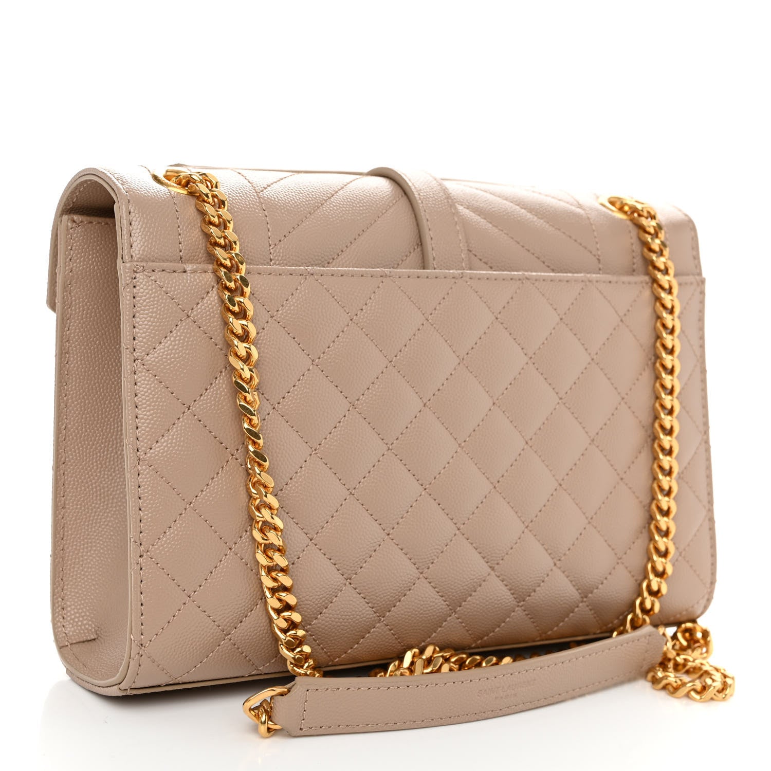 Saint Laurent Grain De Poudre Textured Mixed Matelasse Medium Triquilt Monogram Satchel Dark Beige 3 of 9