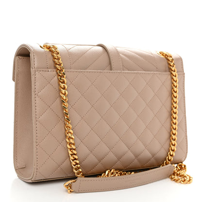 Saint Laurent Grain De Poudre Textured Mixed Matelasse Medium Triquilt Monogram Satchel Dark Beige 3 of 9