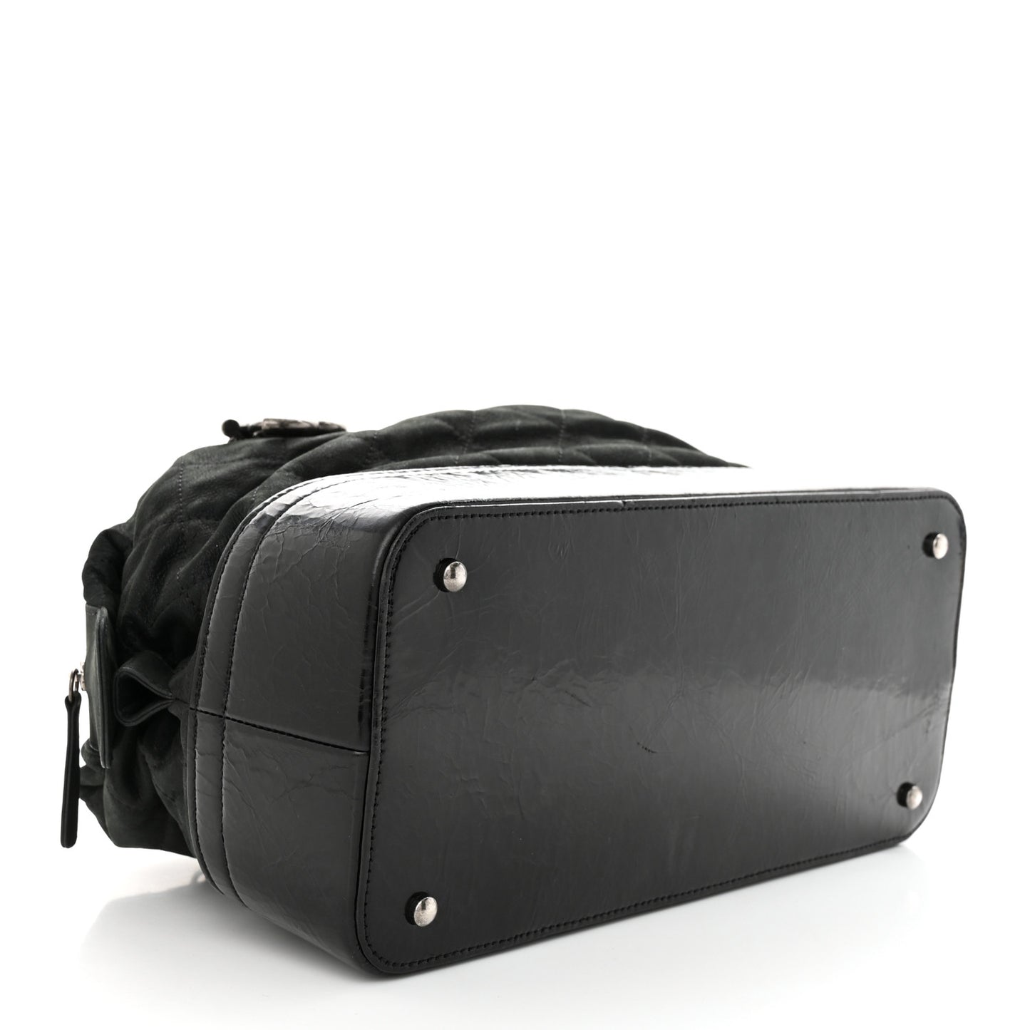 Iridescent Calfskin Quilted VIP Bowling Bag Black