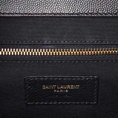 Saint Laurent Grain De Poudre Textured Mixed Matelasse Large Triquilt Monogram Satchel Black 8 of 9