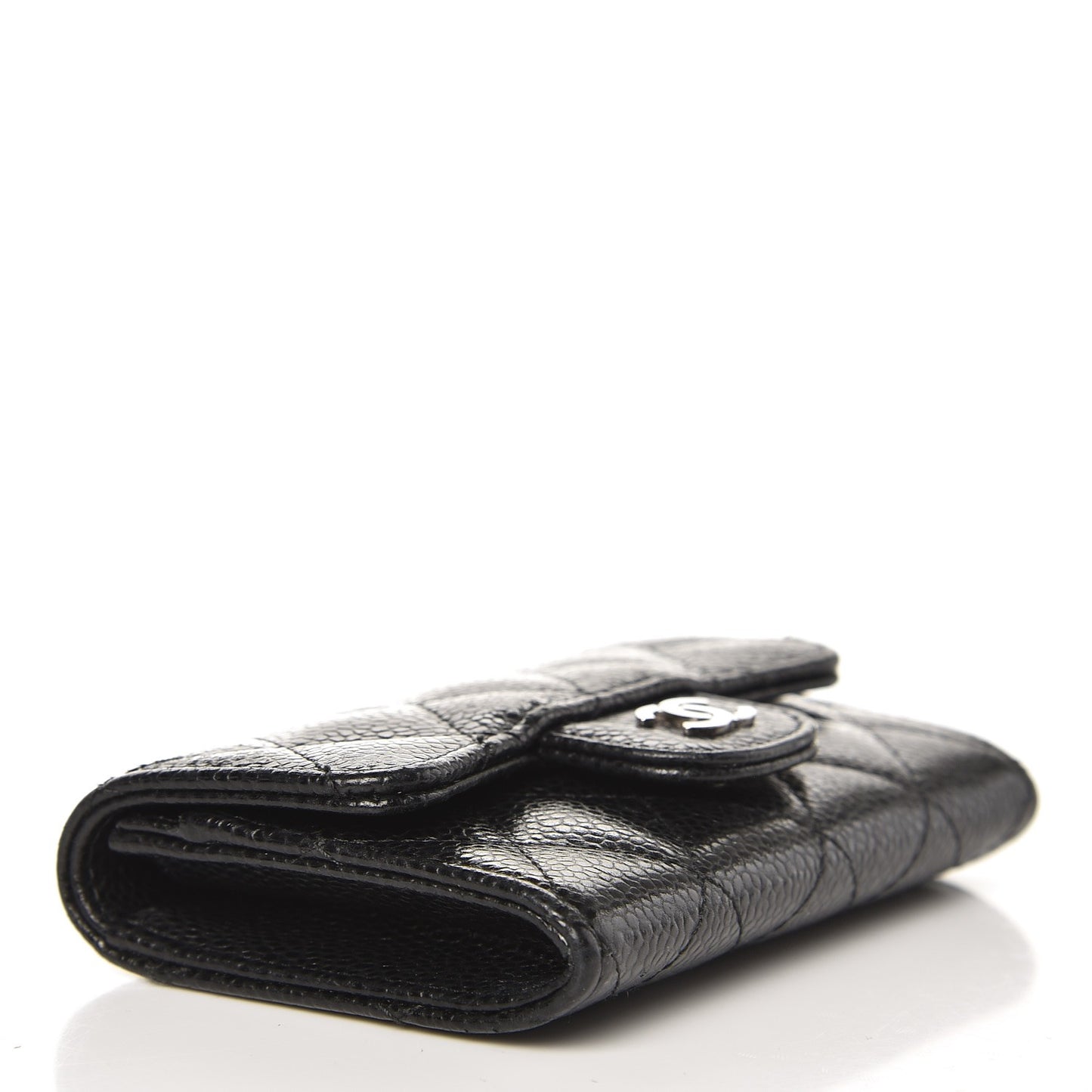 Caviar Quilted Flap Card Holder Black