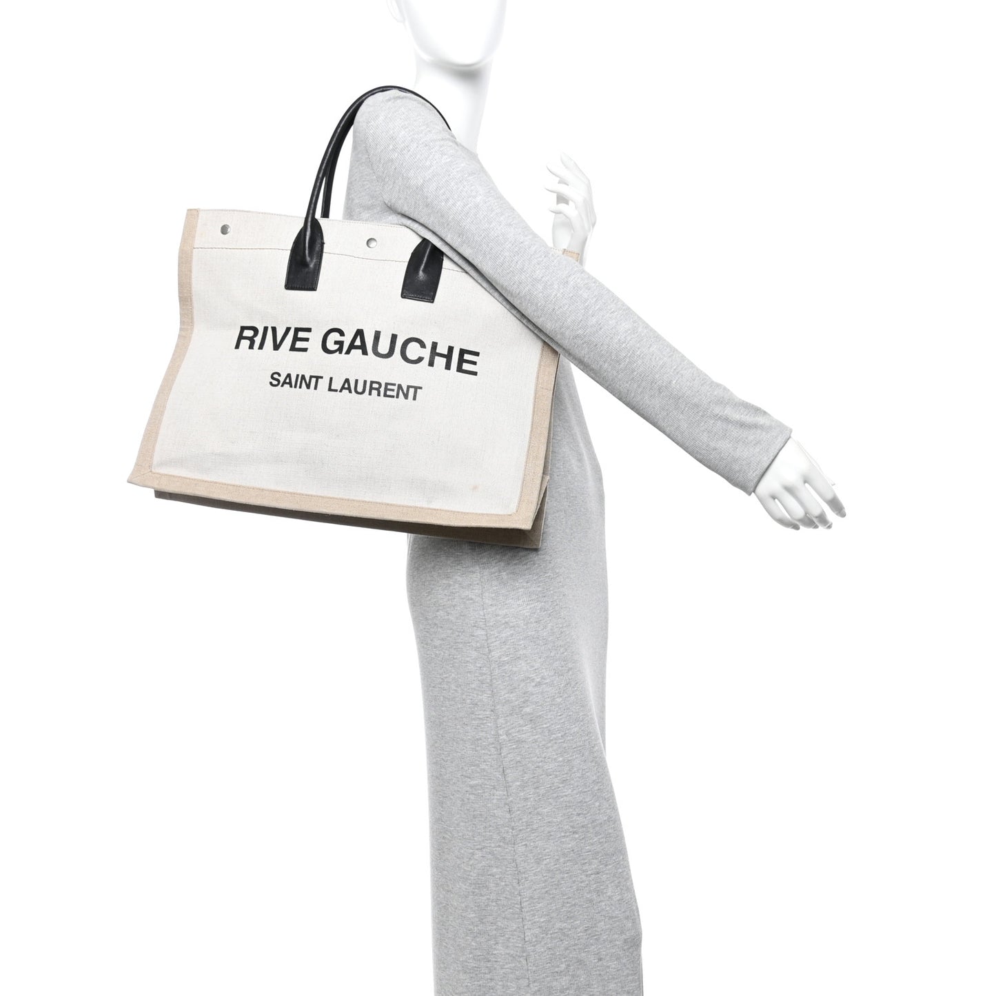 Linen Calfskin Rive Gauche Tote Greggio Natural