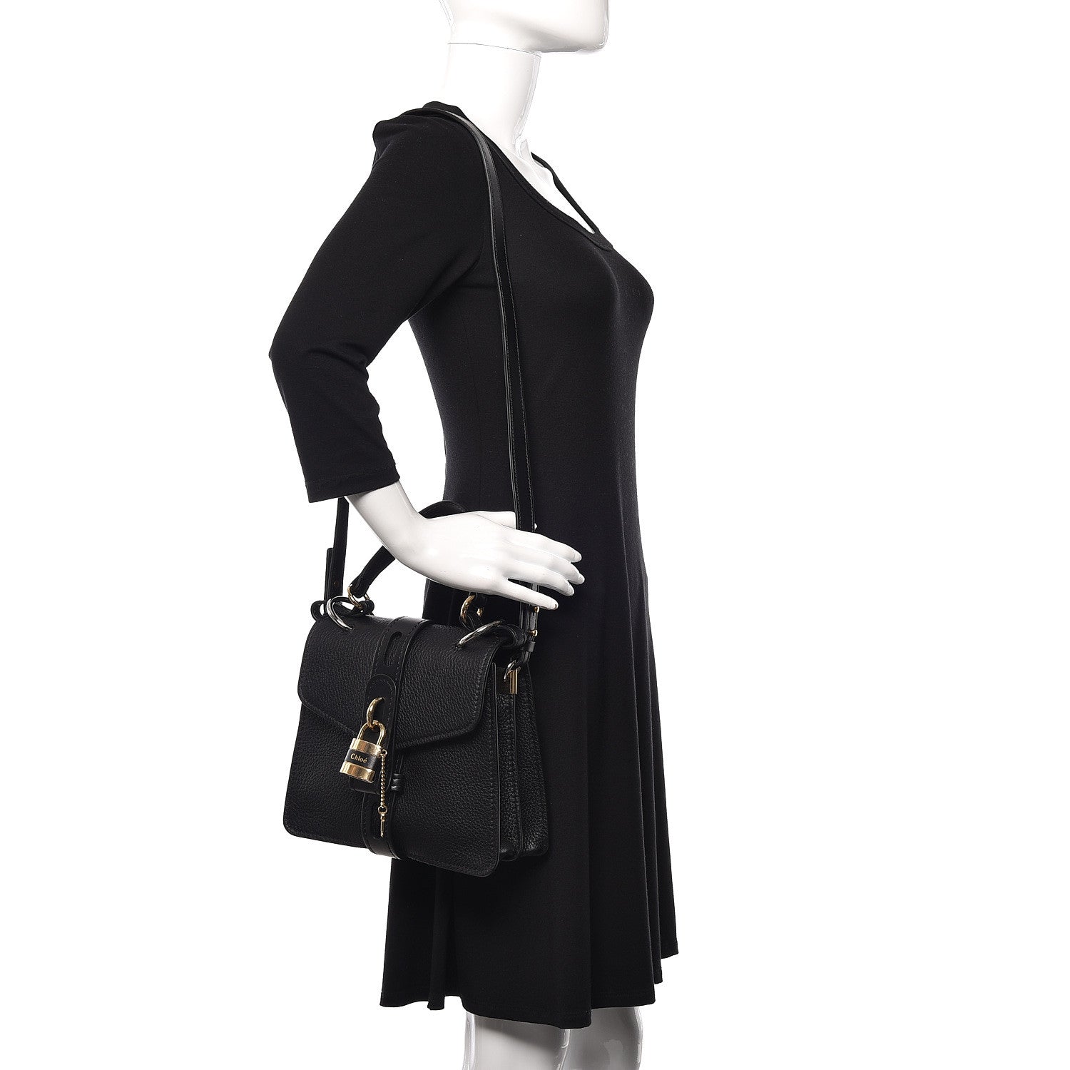 Chloe Shiny Grained Calfskin Small Aby Day Shoulder Bag Black 2 of 10