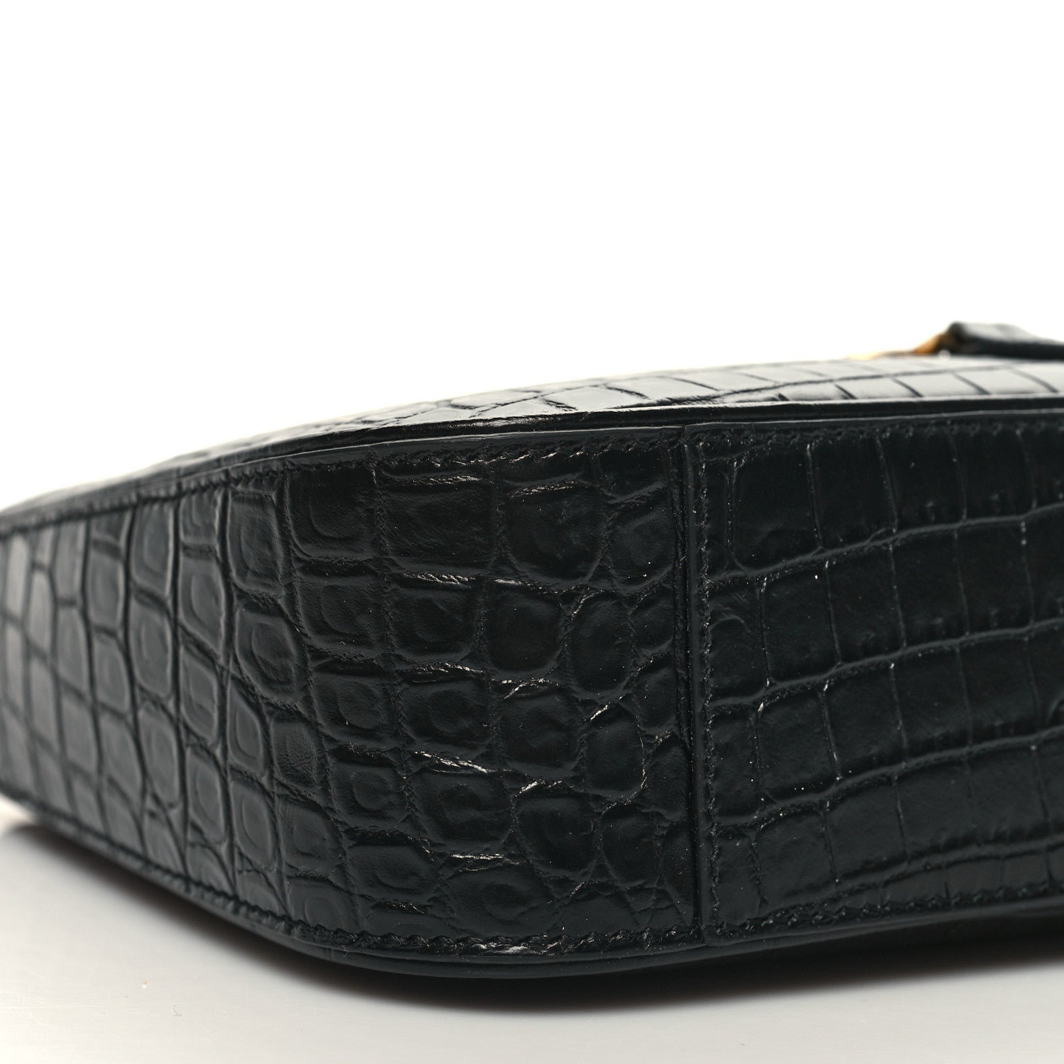 Saint Laurent Calfskin Crocodile Embossed LE 5 A 7 Hobo Black 9 of 10
