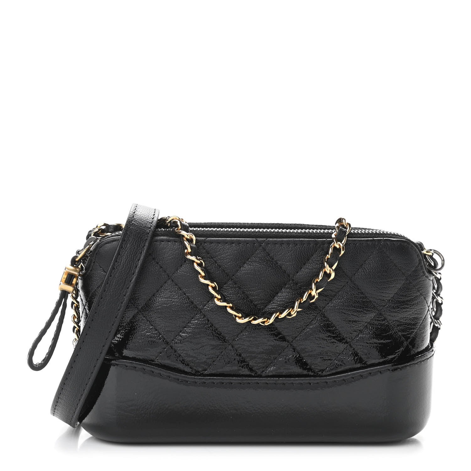 Chanel Patent Goatskin Quilted Small Gabrielle Clutch With Chain Black 1 of 10