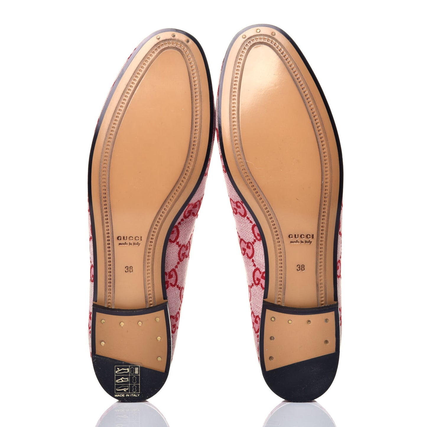 Canvas GG Monogram Horsebit Womens Jordaan Loafers 38 Gardenia Hibiscus Red