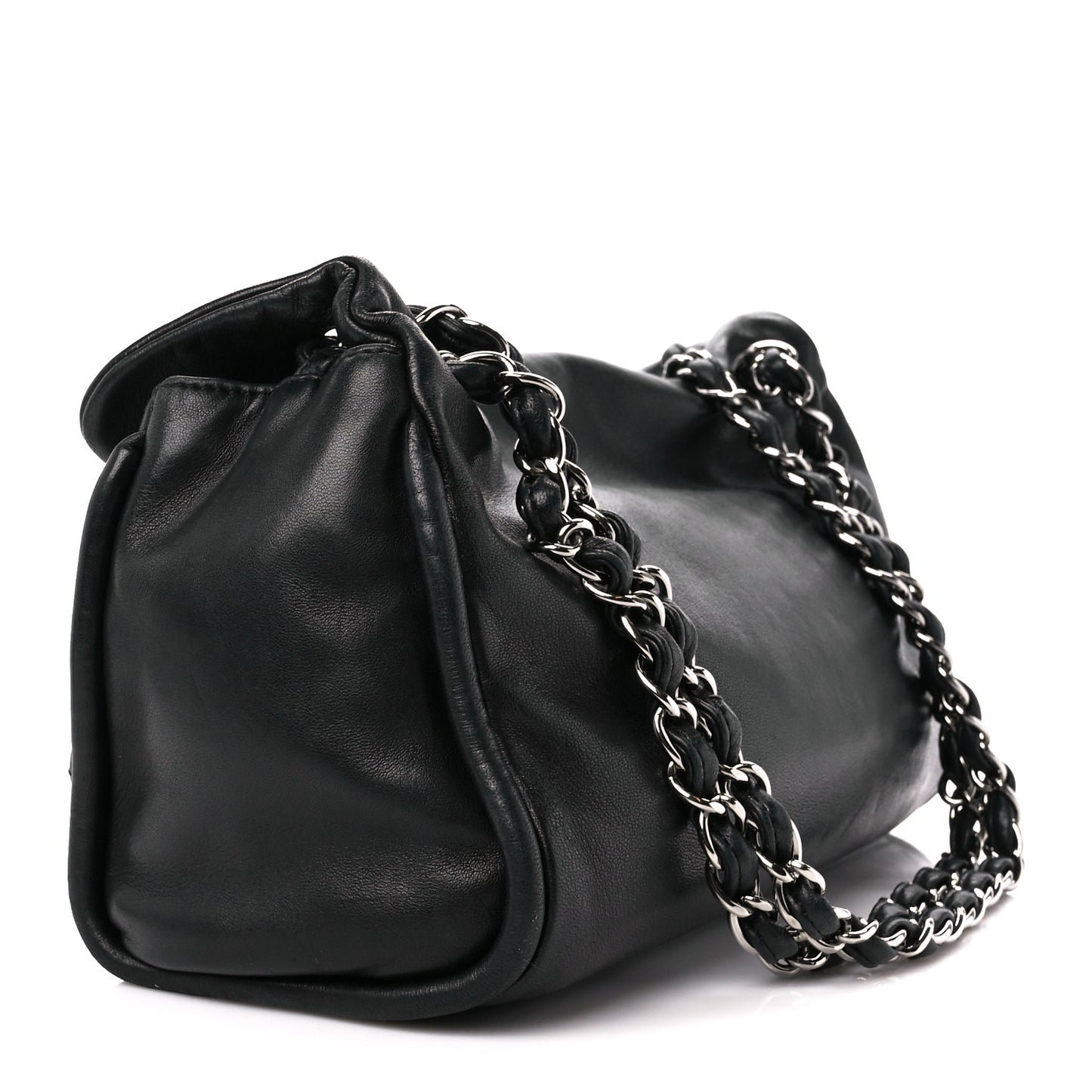 Lambskin Quilted Large Mademoiselle Double Flap Black