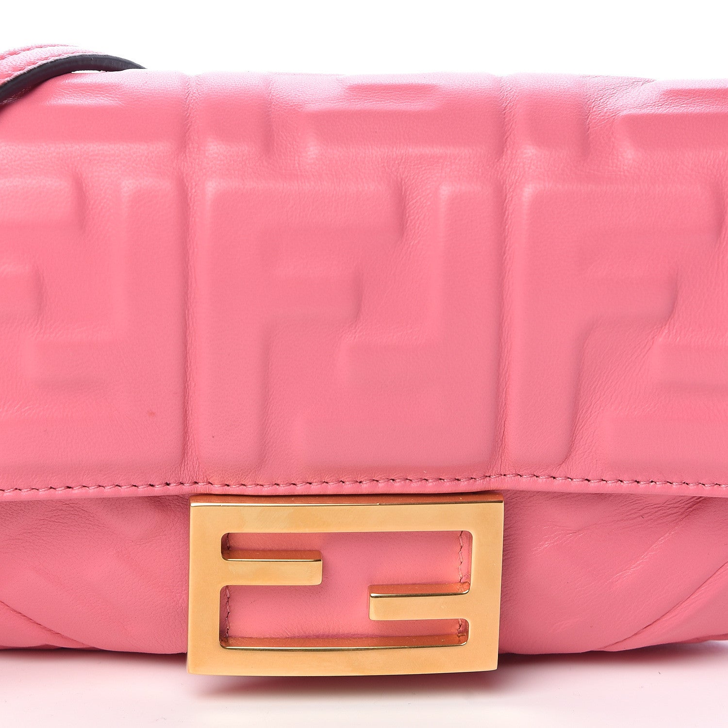Fendi Nappa FF 1974 Embossed Mini Baguette Rosa Fluo 9 of 12