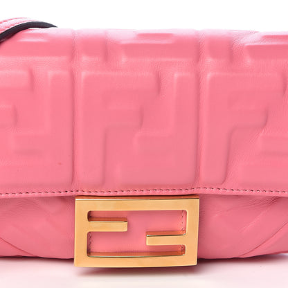 Fendi Nappa FF 1974 Embossed Mini Baguette Rosa Fluo 9 of 12