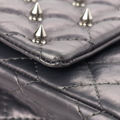 Chanel Metallic Aged Calfskin Quilted Studded 2.55 Reissue 226 Flap Dark Silver 9 of 15