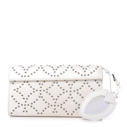 Alaia Calfskin Grommet Studded Clutch White 1 of 8
