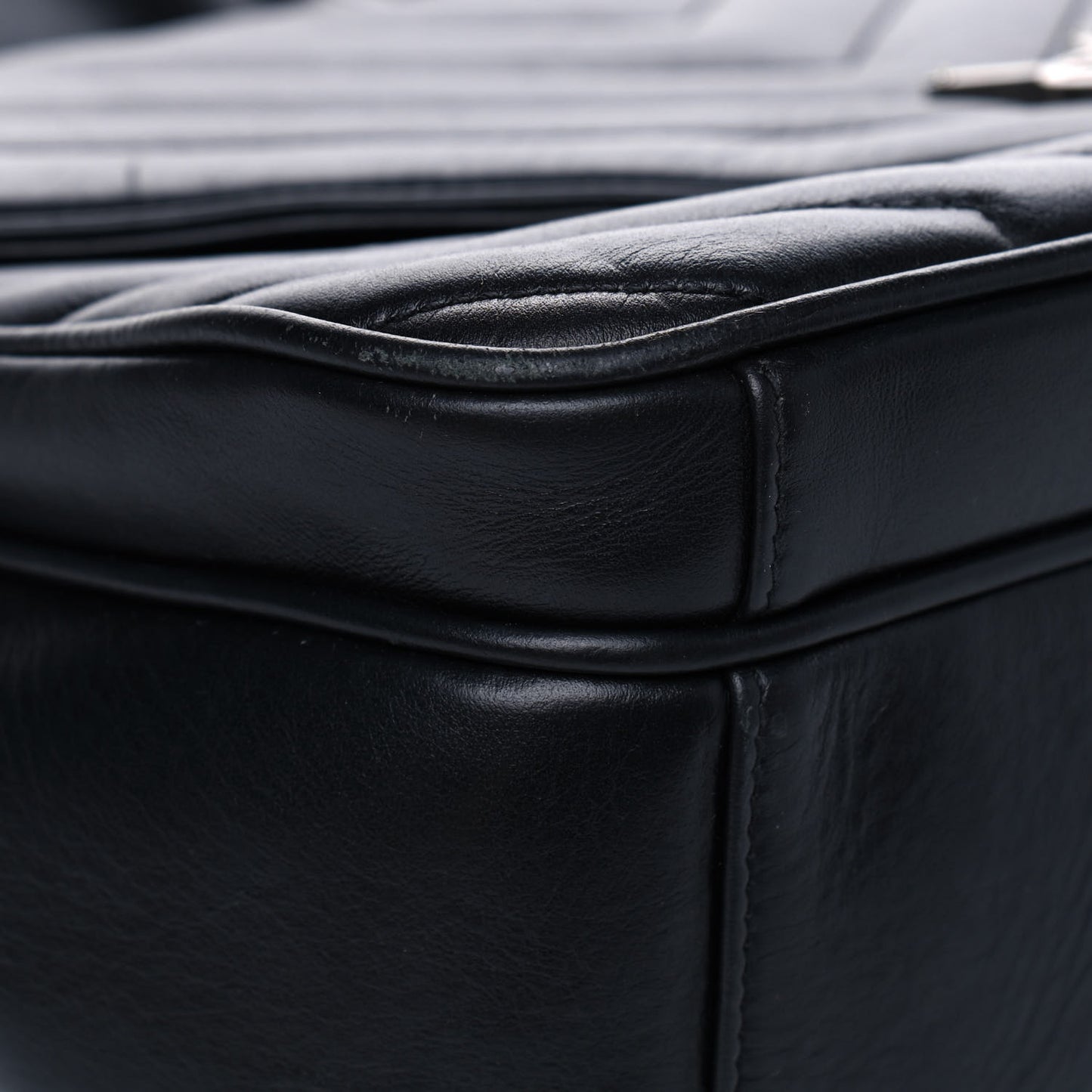 Calfskin Y Quilted Monogram Loulou Shoulder Bag Black