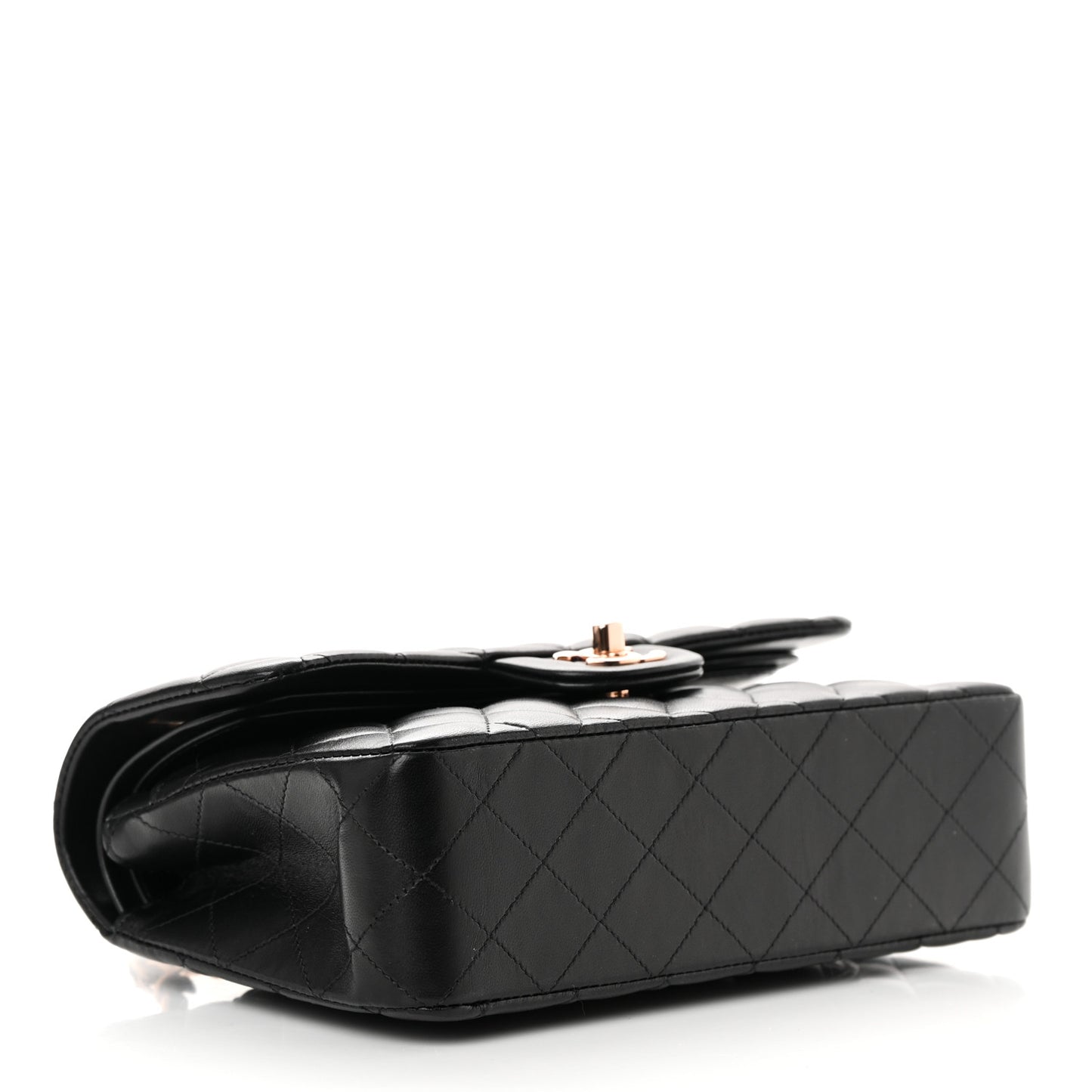 Lambskin Quilted Small Double Flap Black
