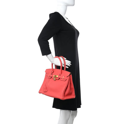 Hermes Taurillon Clemence Birkin 30 Rouge Pivoine 2 of 11
