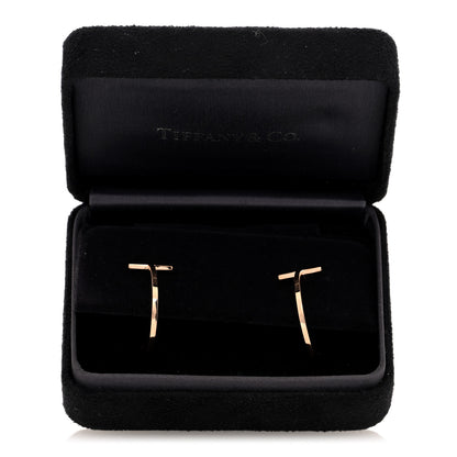 Tiffany 18K Yellow Gold Medium T Wire Hoop Earrings 5 of 5