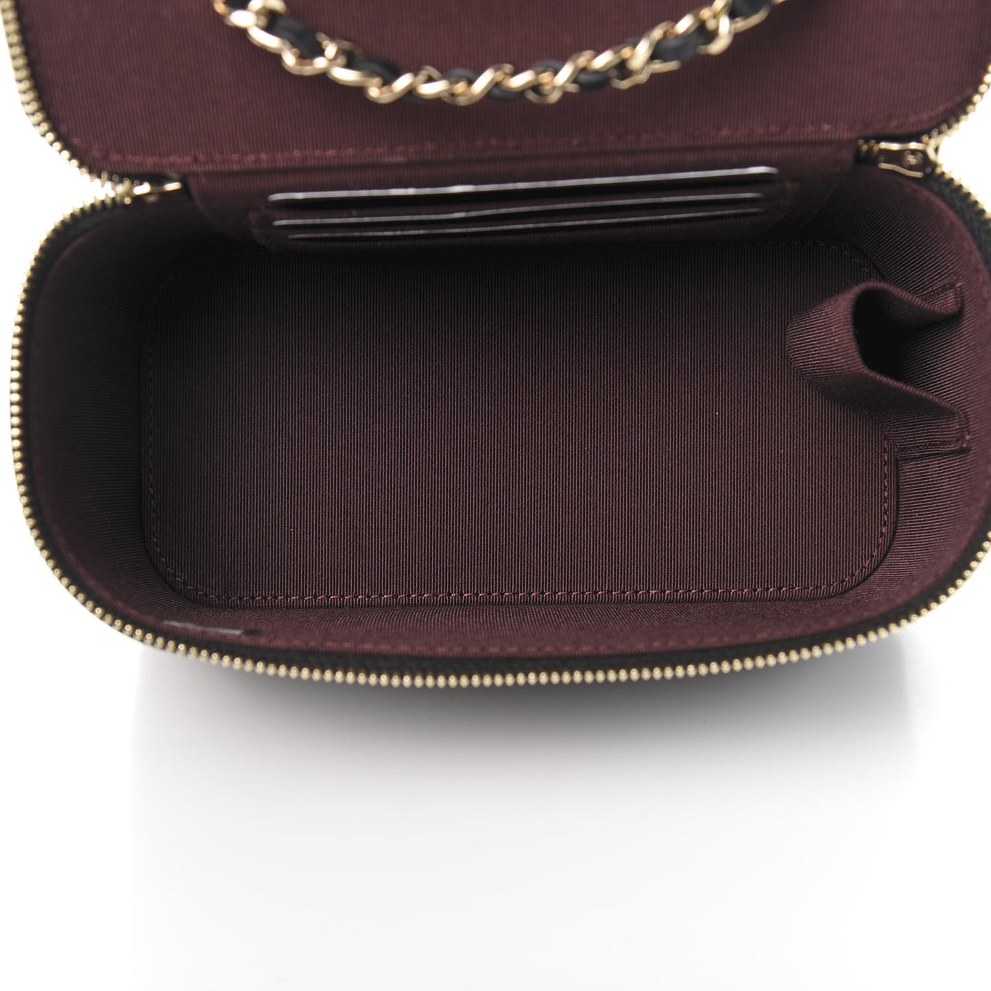 Lambskin Quilted Small Vanity Case With Chain Black